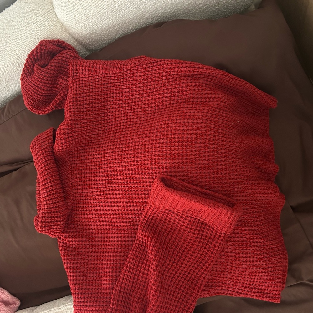 Red Cozy Knit Turtleneck Sweater - Women